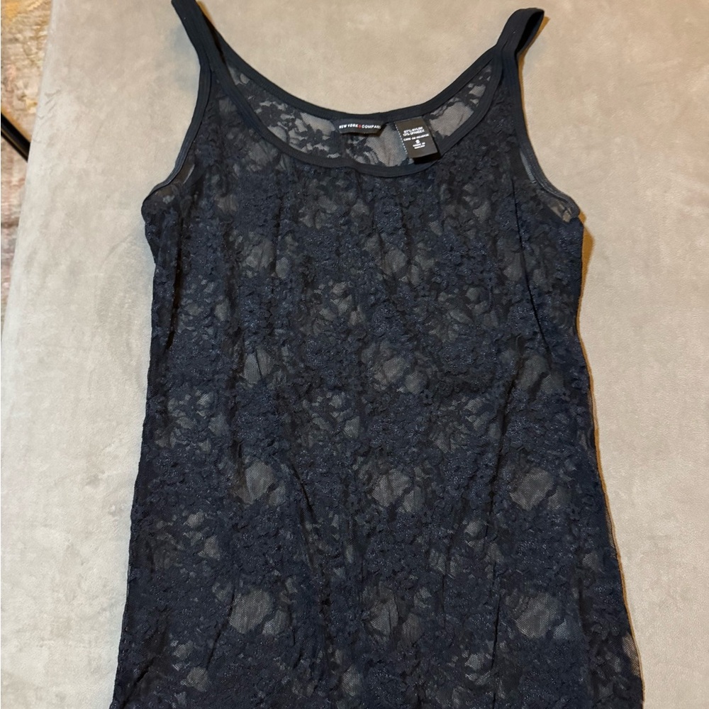 New York & Company Black Lace Camisole Tank Top